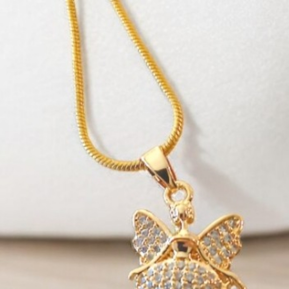 14k Gold Filled Ballerina Pendant with Cubic Zirconia filled Gems. - Picture 3 of 3